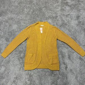 Kirundo Women’s Medium Mustard Yellow Open Front Knit Cardigan Sweater NWT